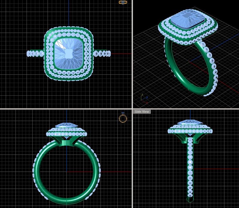 custom halo engagement ring designer